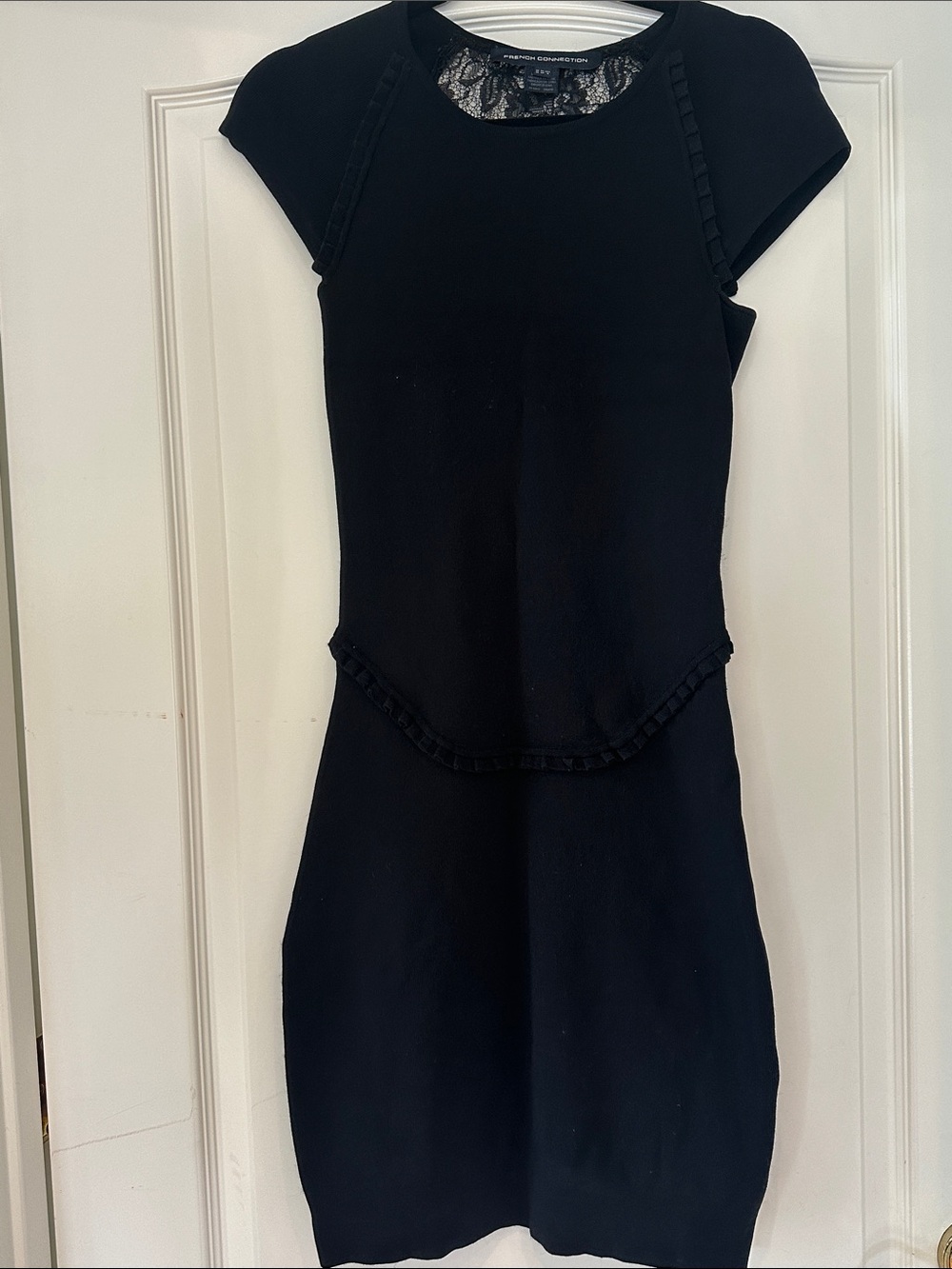 French Connection Black Midi Dress with Lace Back